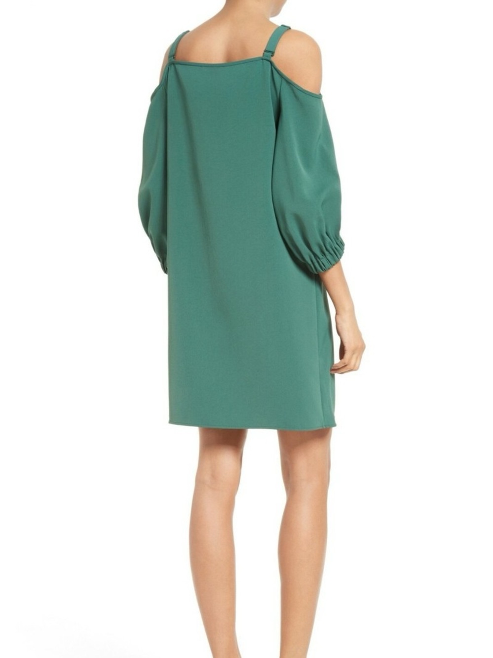Tibi Juniper Green Cold Shoulder Suspender Strap Mini Dress Size 2 - Picture 3 of 11